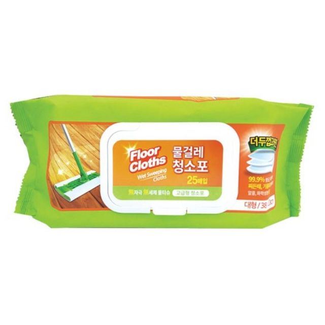 대형 25매 물걸레청소포 도톰한티슈 청소걸레포 밀대패드 일회용물걸레 오염제거