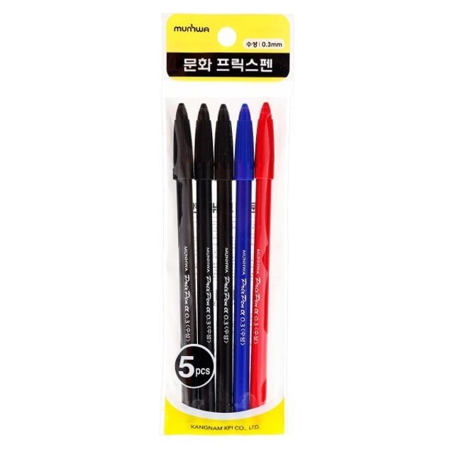 볼펜 펜세트 사무용문구 필기구 0.3mm 5개입