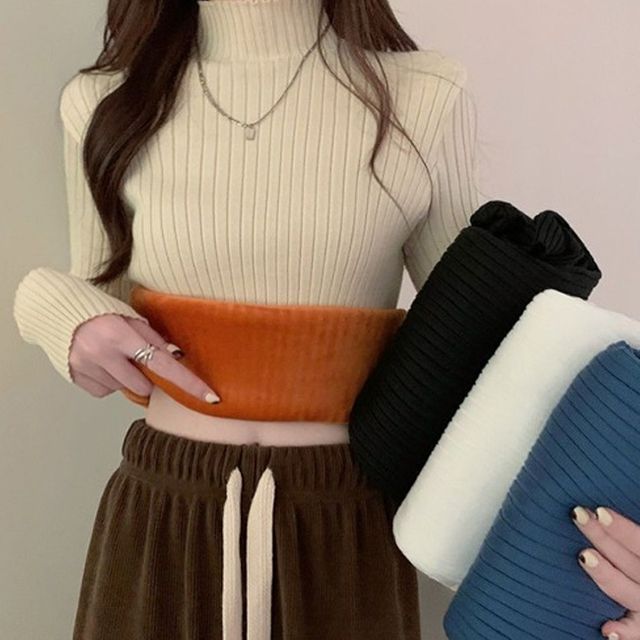 여성 기모 목폴라 티셔츠 1P 겨울 안감 이너 니트티