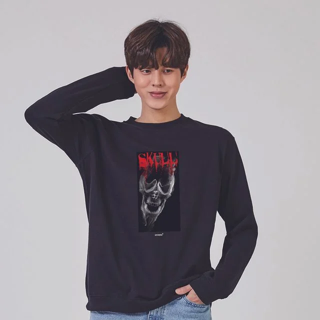 키밍 해골 Skull 오버핏후드티 심플맨투맨 힙한티