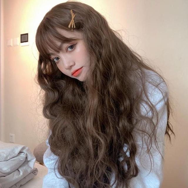 히피펌 롱 웨이브 통가발 긴 머리 여성 스타일 변신