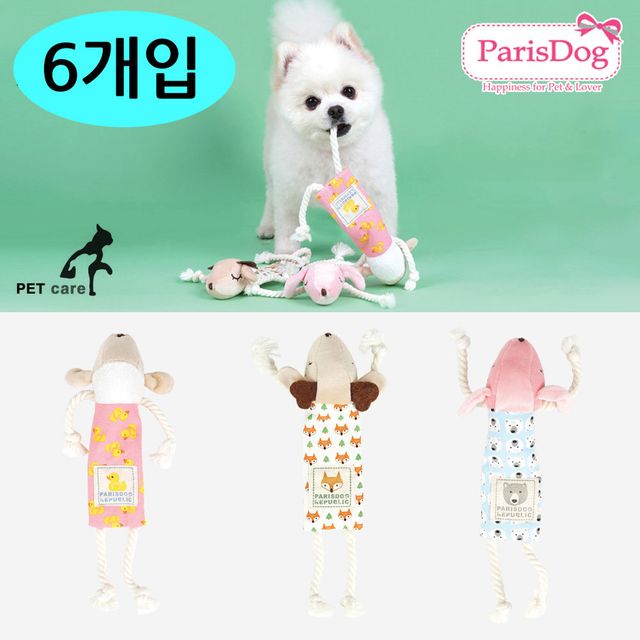 랜덤발송 패리스독 바스락토이 6개세트 패턴디자인