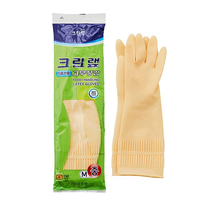 혜명몰 크린랩 식품전용 고무장갑 중 아이보리 김장장갑 요리장갑 주방장갑 라텍스장갑 설거지장갑