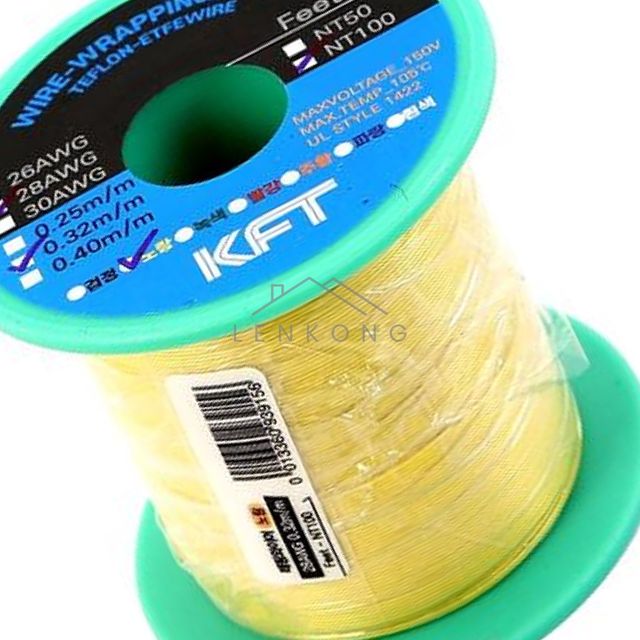 릴와이어 와이어줄 압착기 래핑와이어 28AWG 100M 노랑 28AWG 1EA