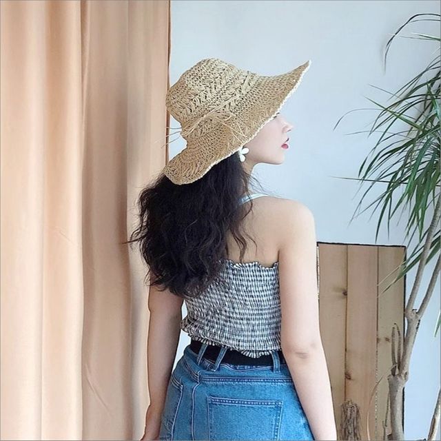 여성 여름 라피아햇 라탄모자 왕골모자 밀짚 비치모자