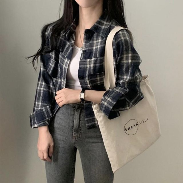 캐주얼 4여성 패턴 숙 LKS020 흐 여성 남방 남방 남자숙 블라우스 난방 숙 플란넬 남자남방 대문자 구김없