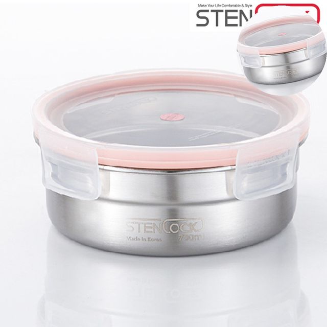 원형반찬통 스텐밀폐용기 스텐 원형밀폐용기 700ml