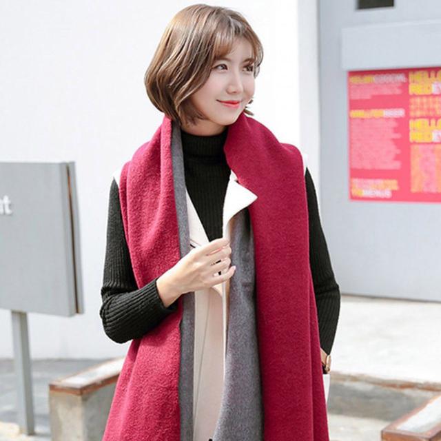 양면 색상이 다른 부드러운 캐시미어 숄 겸용 머플러