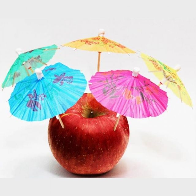 우산 과일꽂이 40P 일회용 나무꼬치 과일픽 세트