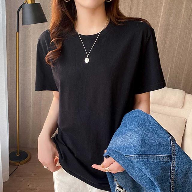 면 100% 반팔 티셔츠 홈웨어 이너 라운드넥 무지티