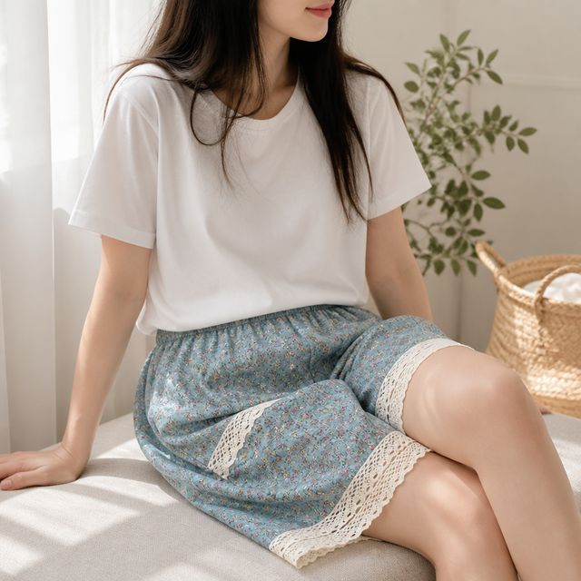 플라워 5부 속바지 6컬러 시원한 인견 잠옷 홈웨어 반바지