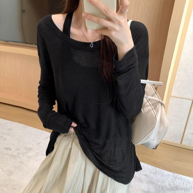 루즈핏 티셔츠 롱슬리브 여성용 데일리웨어