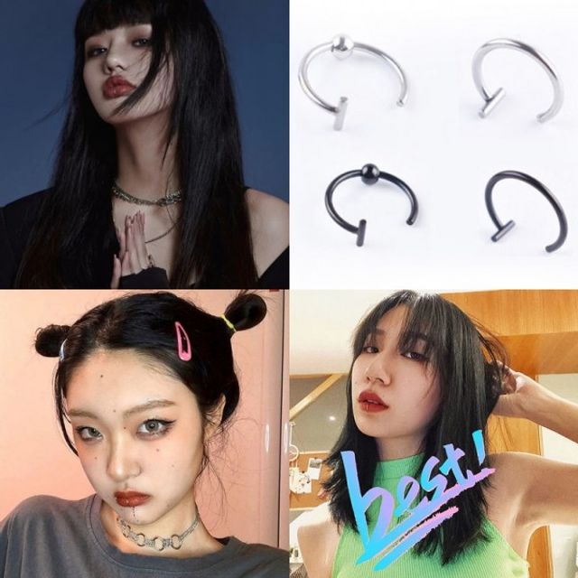 입코귀찌 페이크링 트릭 코링 패션 입술 피어싱 커프