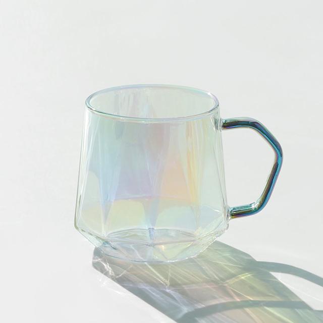 컬러핸들 오로라 내열 유리컵 육각 400ml 2color