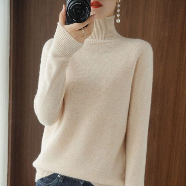 미니멀 하이 타틀넥올데이 여성용 터틀넥 풀오버 여성상의 출근룩 나들이룩 시즌 봄니트 F/W