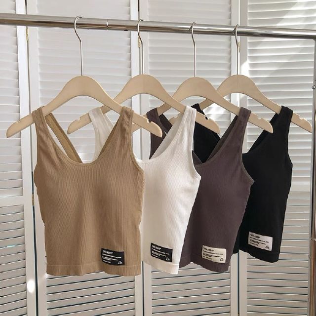 이거찜 크롭 패드 민소매티 - 캡 내장 나시