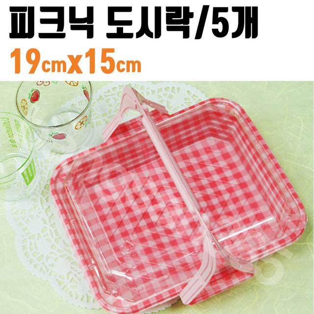 예쁜 일회용 도시락 용기 5개입 피크닉 및 포장용