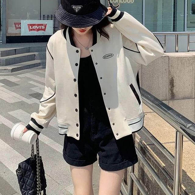 레터링자수 여성 자켓 베이직 가을 여자 아우터 여성자켓 가을자켓