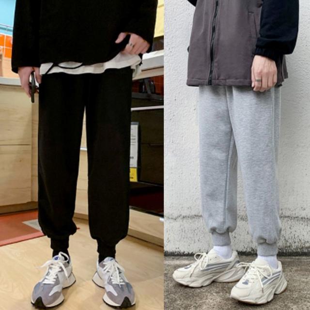 남성 트레이닝 팬츠 - 밑단 시보리 루즈핏 츄리닝 바지
