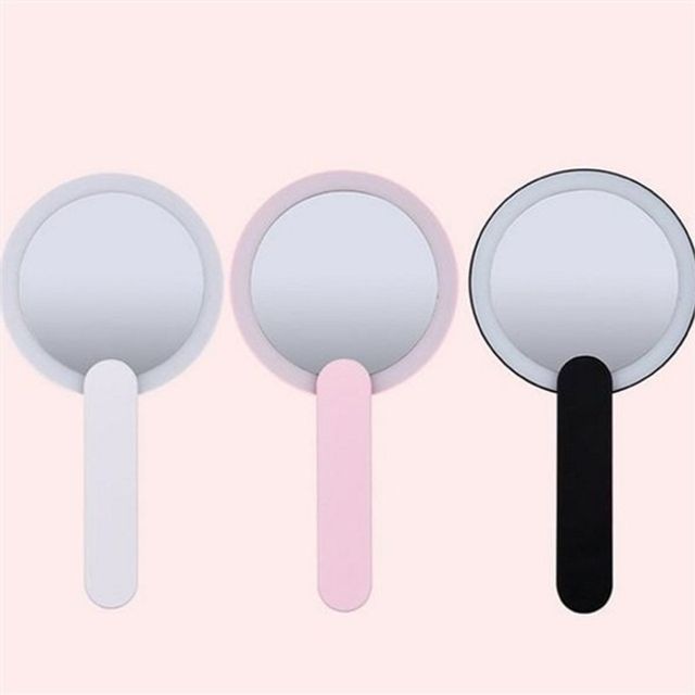 led 화장 거울 휴대용 화장 거울 360도 탁상용 메이크업 조명 손거울 파우치 철제 자석 부착