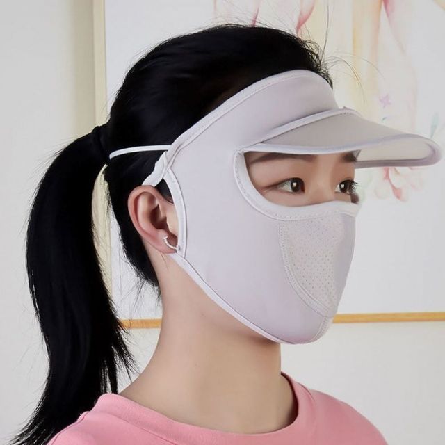 얼굴빛가리개 아이스썬캡 얼굴보호썬캡 그레이 여성모자