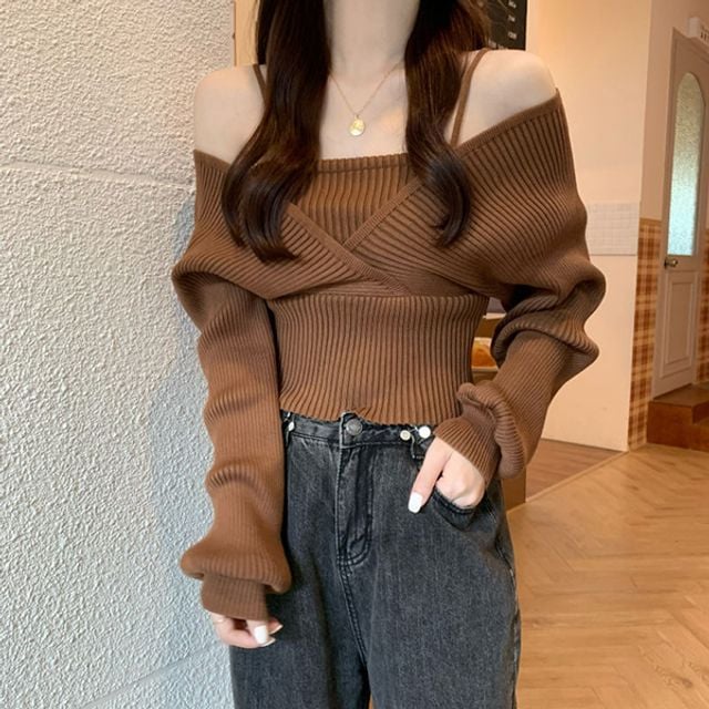 여성 데일리 나시 티셔츠 일체형 봄 니트