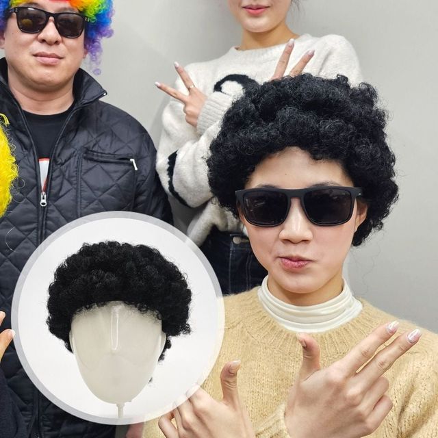 폭탄 ZF 가발 블랙 인생사진 뽀글머리 네컷