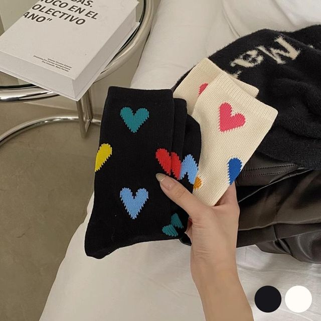 귀여운 하트 중목 양말 URD379 남성 정장양말 무지 패션잡화 겨울 스타킹 세트 숙녀양말 여자 양말 패션 레