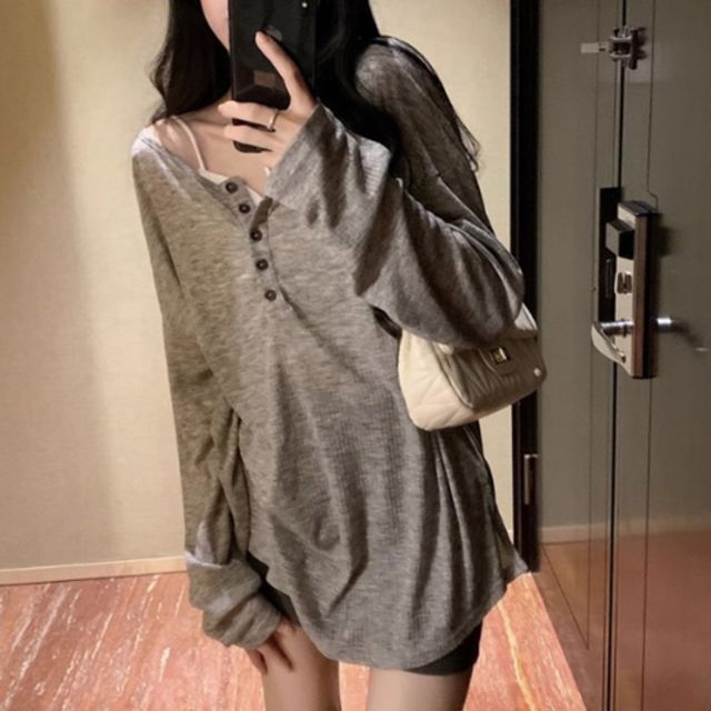 헨리넥티셔츠 여성상의 루즈핏 오버핏반팔 여름티셔츠 쿨링티 모달