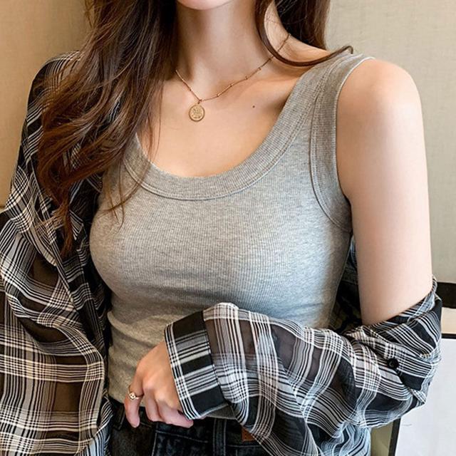 골지 니트 민소매 나시 티셔츠 이너 데일리 홈웨어