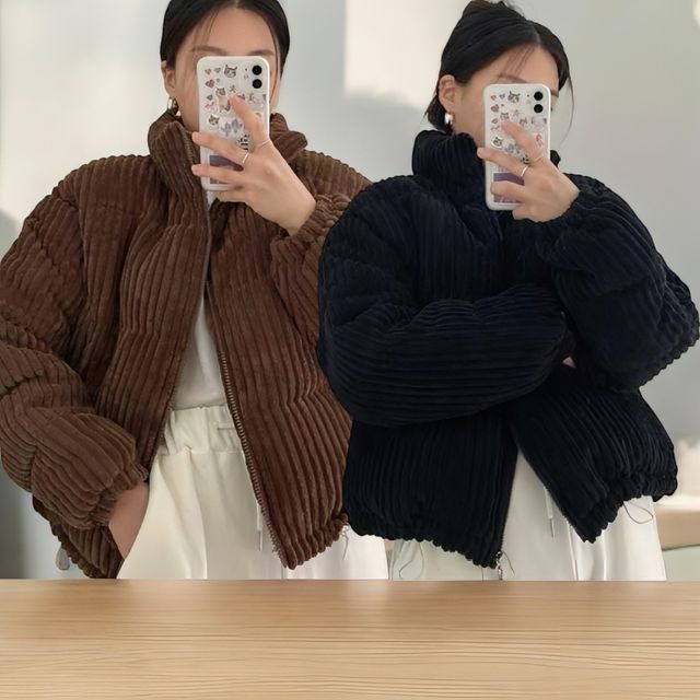 숏패딩 베르 코듀로이 웰론 패딩 4color 여자패딩