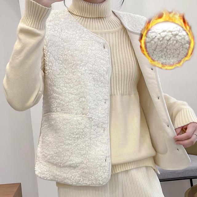 간절기 베스트 여자 보온 포켓 브이넥 양털 후리스