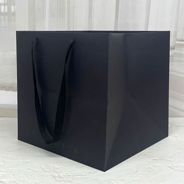 블랙 무지 정사각 종이쇼핑백 대형 선물포장