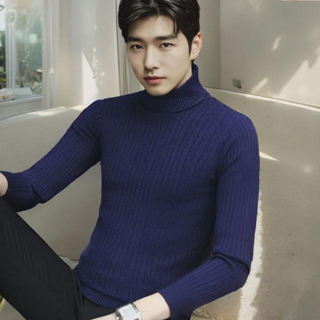 남자 목폴라 터틀넥 니트 꽈배기 케이블 정장니트