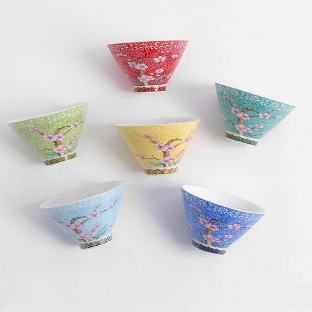 TBZ 작약꽃 레트로 다기 찻잔 6p세트(70ml) (매화)