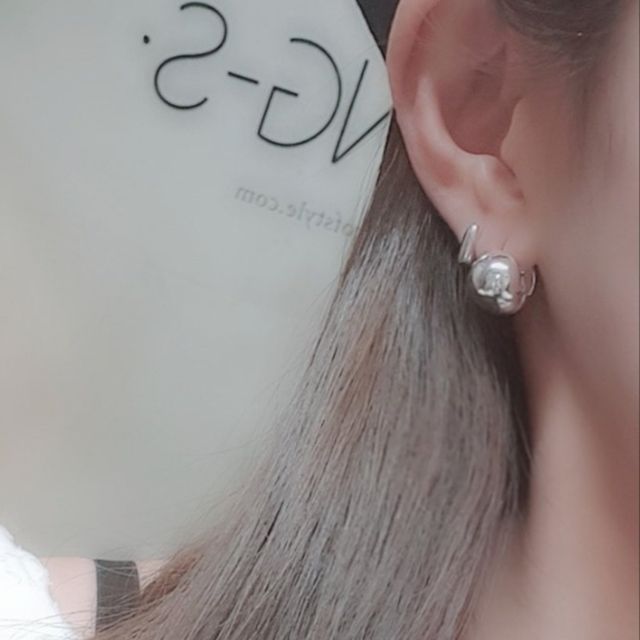 실버925 국내제작 원터치 공 이어링 데일리 은귀걸이 (SILVER)
