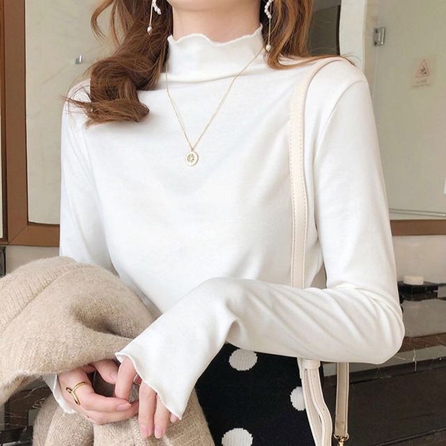 티셔츠 보온 반목 7컬러 반목티셔츠 소프트 물결라인