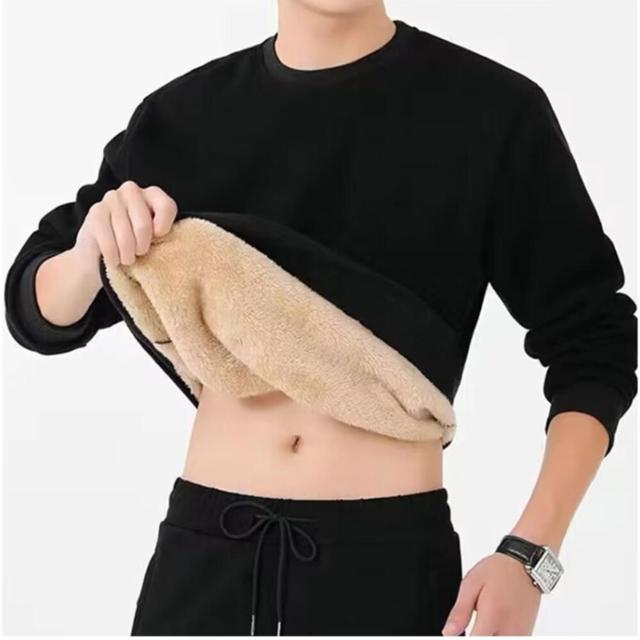 남성 겨울철 부드럽고 따뜻한 털안감 라운드넥 티셔츠