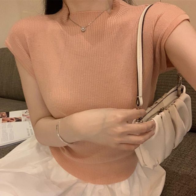 라운드 여자니트티 여자니트 티셔츠 가을 오피스룩
