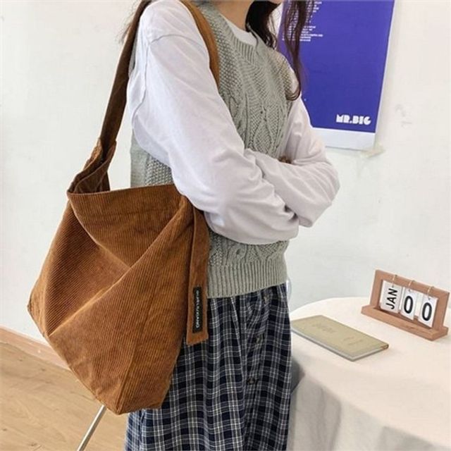 여성 코듀로이 숄더백, 데일리 호보백 패브릭 골덴 가방