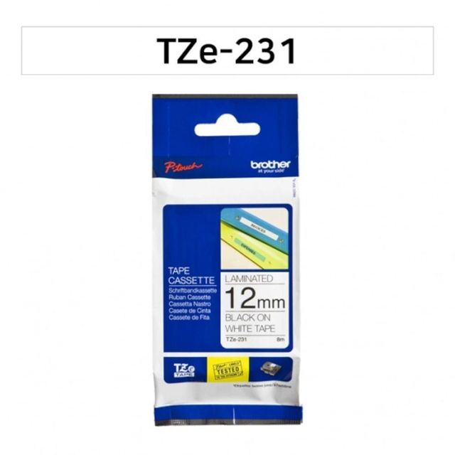 TZE-231 브라더 라벨테이프 흰색 12MM