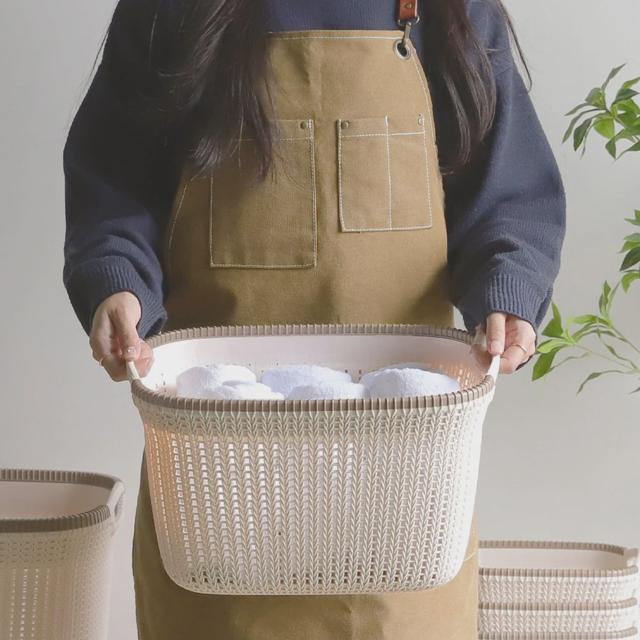 라탄 패턴 사각바구니 중형 튼튼한 정리수납함