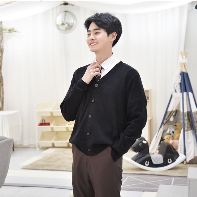 GBM 보풀방지 블랙 교복 가디건 남자용 교복 outer