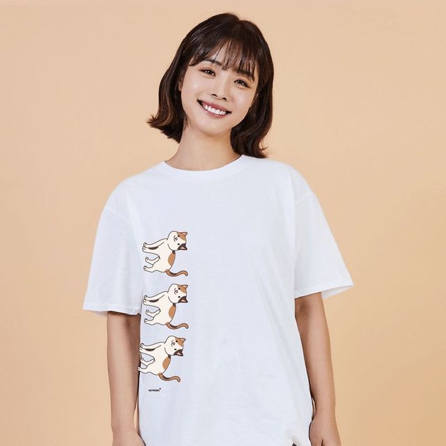 길고양이 맨투맨 후드티, 시밀러룩 귀여운 남성 티셔츠