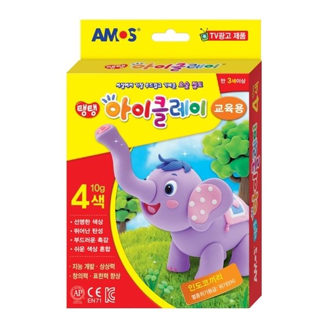 아모스 5000 탱탱아이클레이 4색 칼라 10g 점토 교육용 (1개입)