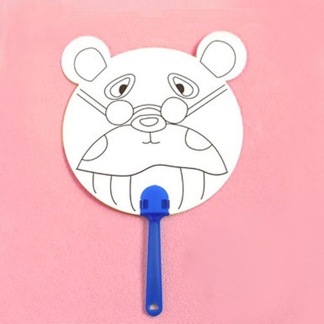 부채만들기재료 종이부채DIY 모양밑그림곰 (100개 묶음)