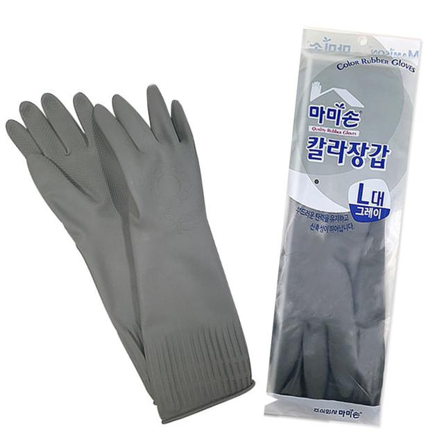 마미손 라텍스 목긴 작업용 주방용 고무장갑 대 회색