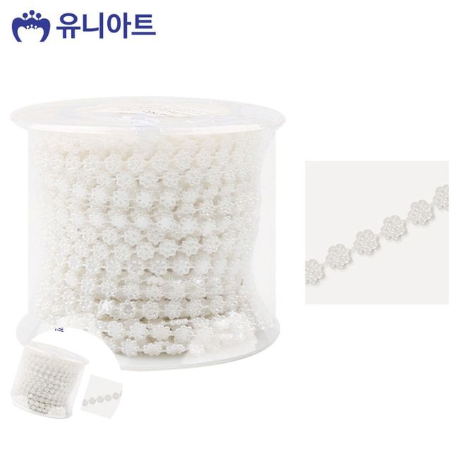 체인비즈 꽃모양비즈 롤체인줄 흰색