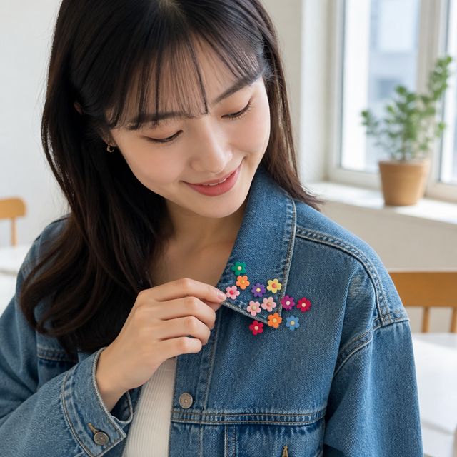 플라워 브로치 뱃지 꽃 모양 옷핀 장식 핀 포인트 잡화