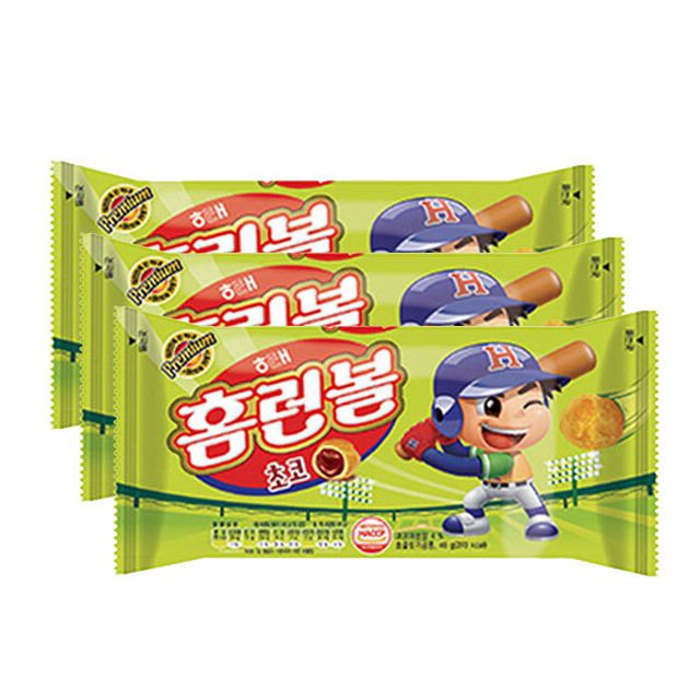 홈런볼초코 46g 3개 봉지 과자 맛있는 바삭한 안주